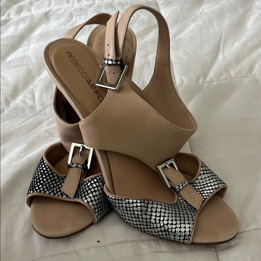 Rebecca Minkoff Women's Tan and Silver Sandals